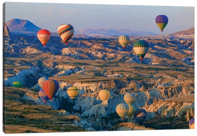 Turkey, Anatolia, Cappadocia, Goreme. Hot air balloons flying above the valley II Canvas Art Print