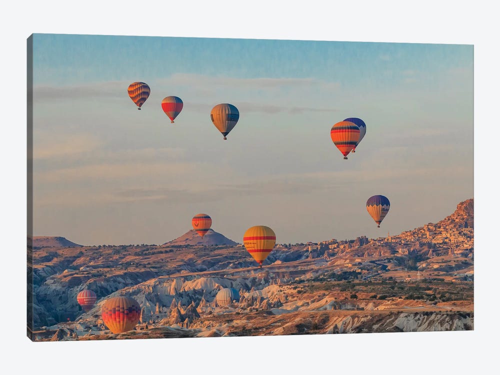 Turkey, Anatolia, Cappadocia, Goreme. Hot air balloons flying above the valley III by Emily Wilson 1-piece Canvas Print