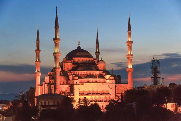 Turkey, Istanbul. Sultan Ahmet Mosque, Rooftop view.