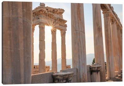 Turkey, Izmir, Bergama, Pergamon, acropolis, Temple of Trajan I Canvas Art Print - Column Art