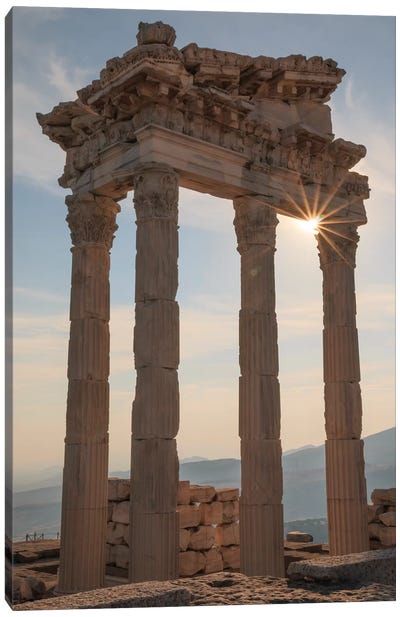 Turkey, Izmir, Bergama, Pergamon, acropolis, Temple of Trajan II Canvas Art Print - Column Art
