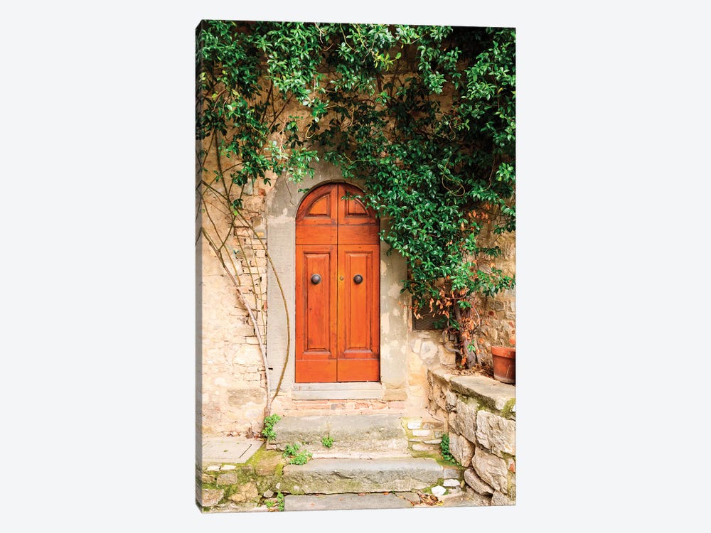 Italy, Tuscany, Greve in Chianti. Chianti vineyards. Stone farm house entrance door. by Emily Wilson 1-piece Canvas Art Print