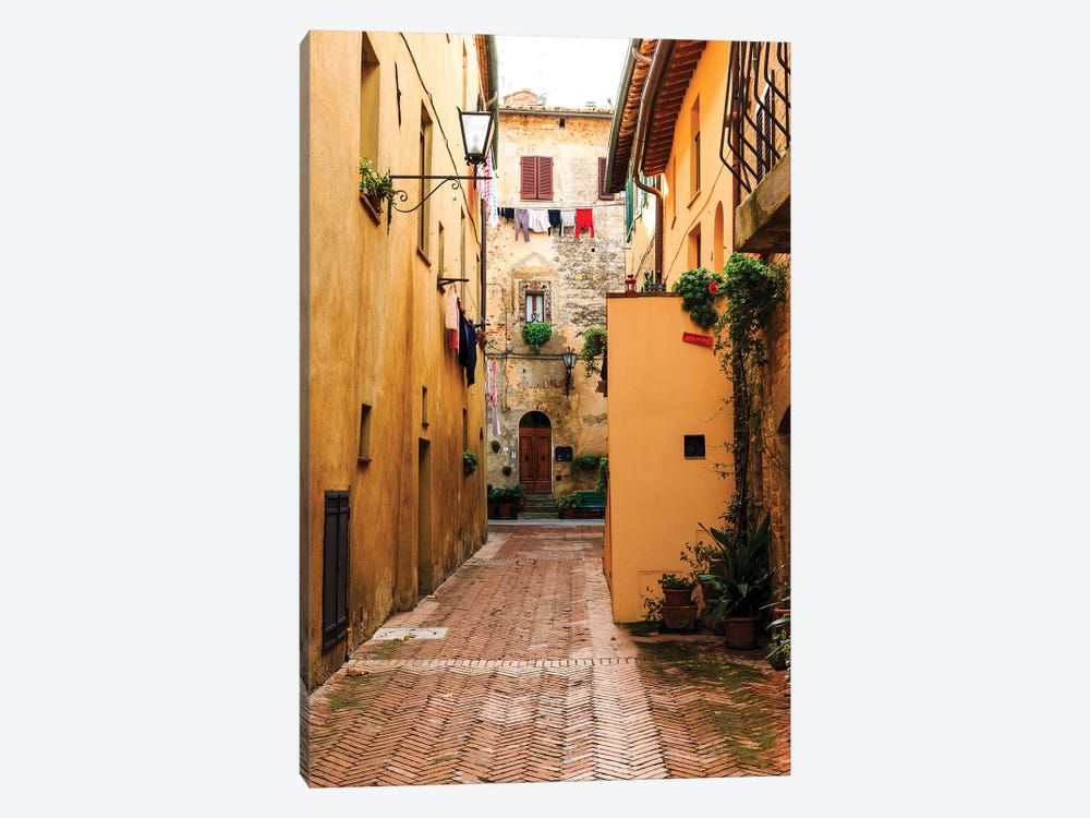 Italy, Tuscany, province of Siena, Chiusure. Hill town. Narrow passageway. by Emily Wilson 1-piece Canvas Art Print