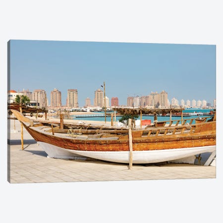 State of Qatar, Doha. Traditional dhow. Canvas Print #EWI35} by Emily Wilson Canvas Art