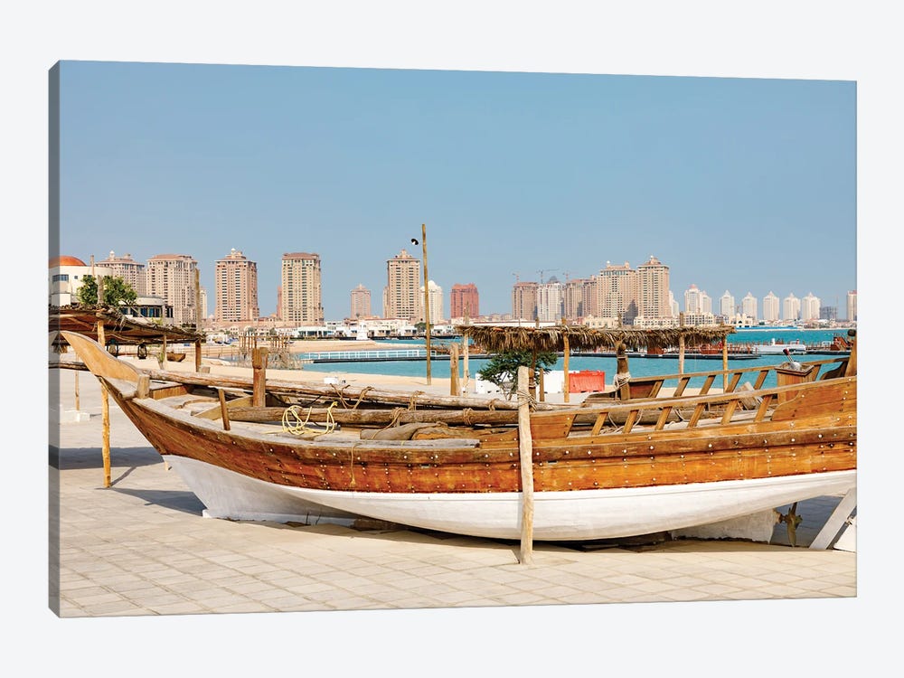 State of Qatar, Doha. Traditional dhow. by Emily Wilson 1-piece Canvas Wall Art