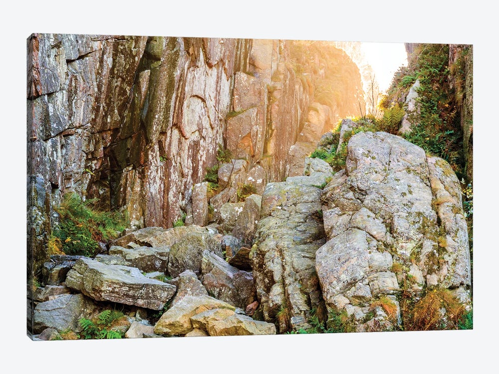 Sweden, Bohuslan Province. Path through wedged rocks near Uddevalla. by Emily Wilson 1-piece Canvas Art