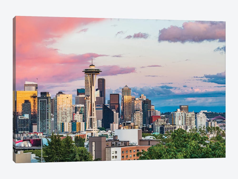 Seattle, Washington State, USA. Downtown Seattle At Sunset On A Summer Day. by Emily Wilson 1-piece Art Print