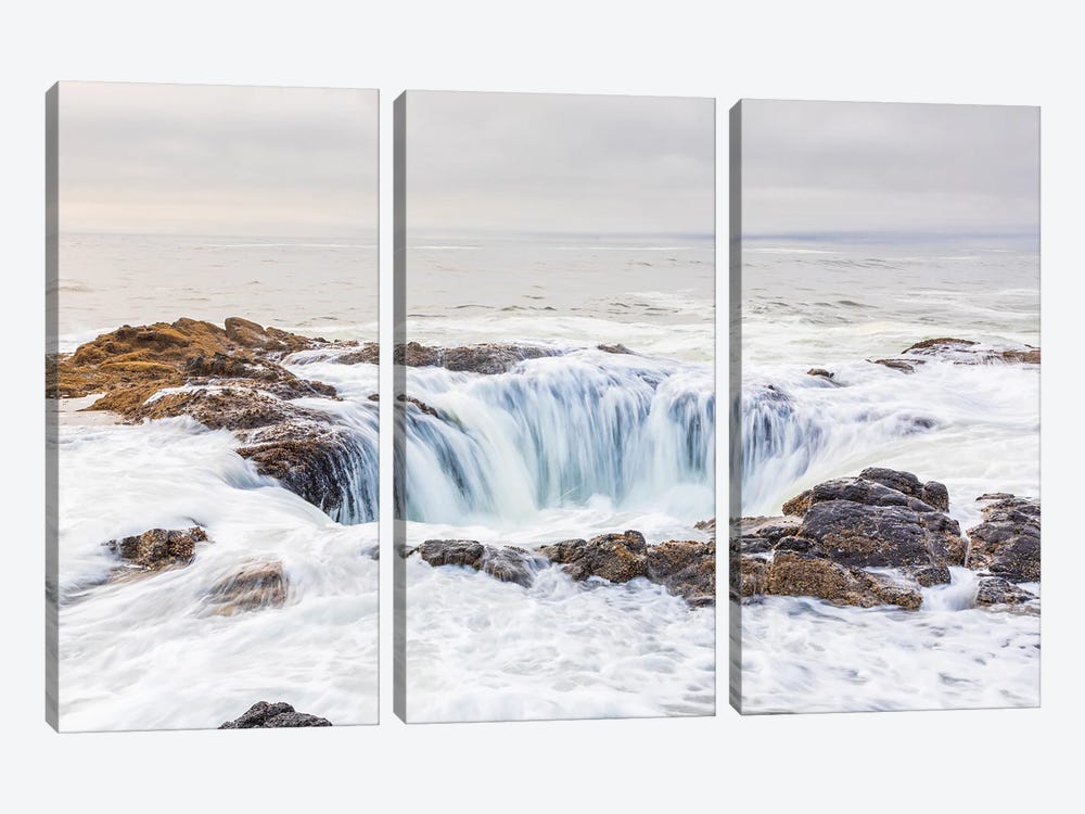 Yachats, Oregon, USA. Thor's Well On The Oregon Coast. by Emily Wilson 3-piece Canvas Wall Art