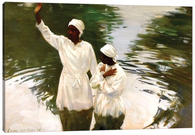 Baptism In A Pond Canvas Art Print - Evan Wilson