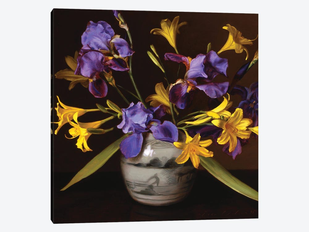 Irises And Lilies by Evan Wilson 1-piece Canvas Print