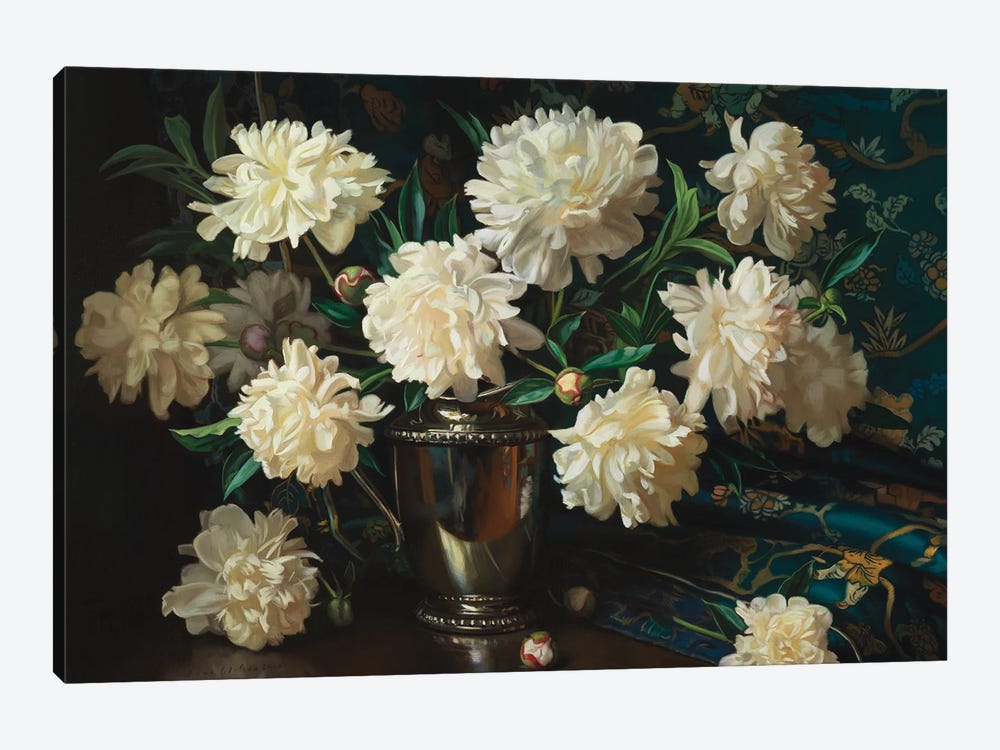Peonies And Silver by Evan Wilson 1-piece Canvas Art Print