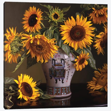 Sunflowers In A Chinese Urn II Canvas Print #EWL36} by Evan Wilson Canvas Art Print