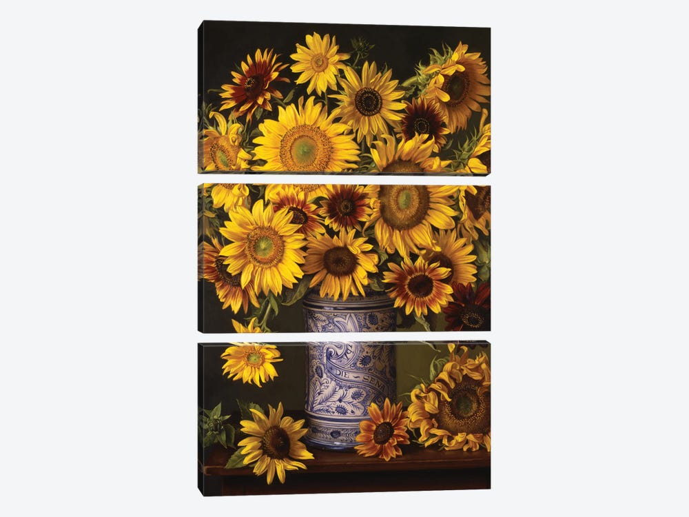 Sunflowers In An Italian Urn by Evan Wilson 3-piece Canvas Artwork