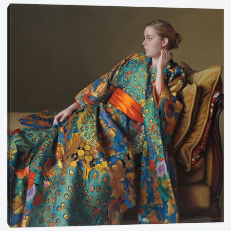 The Peacock Kimono II Canvas Print #EWL40} by Evan Wilson Canvas Print