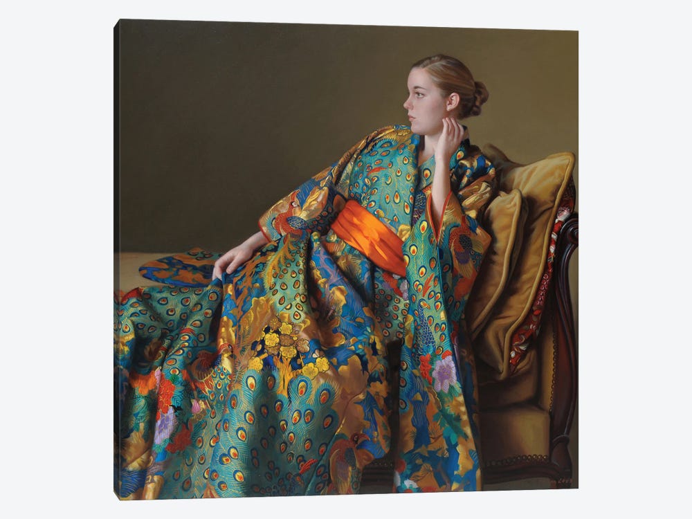 The Peacock Kimono II by Evan Wilson 1-piece Canvas Art