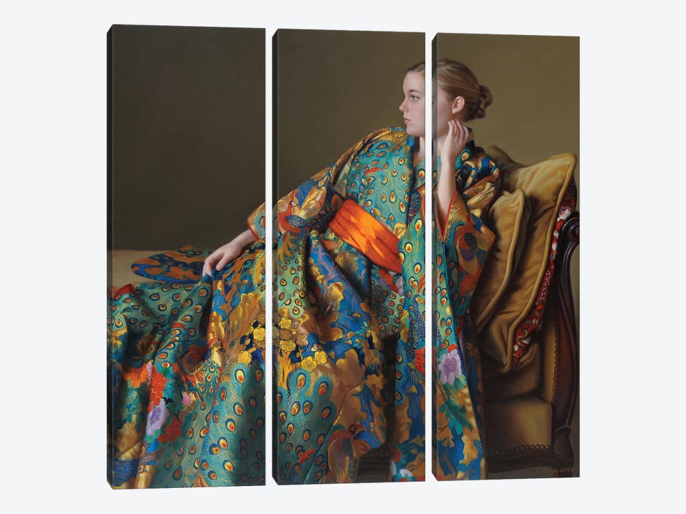 The Peacock Kimono II by Evan Wilson 3-piece Canvas Artwork