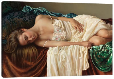 Ana Resting Canvas Art Print - Draped in Realism