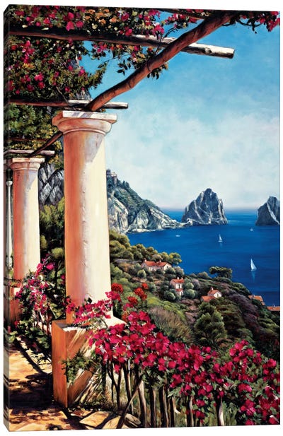 Pergola In Capri Canvas Art Print - Coastal Village & Town Art