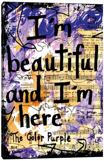 Beautiful Color Purple Canvas Art Print - Song Lyrics Art
