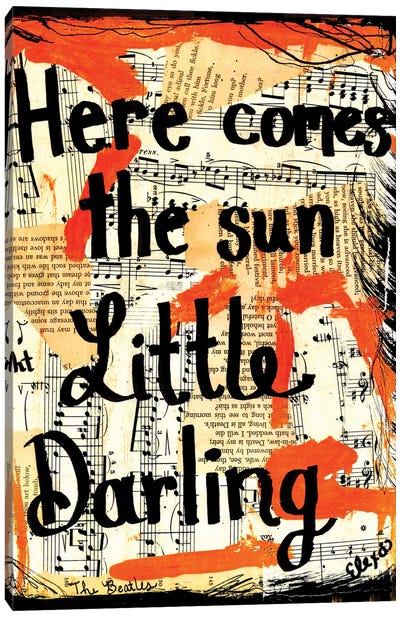 Here Comes The Sun By Beatles Canvas Art Print - Song Lyrics Art