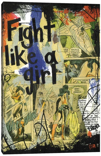 Fight Like Girl Wonder Woman Canvas Art Print - Superhero Art