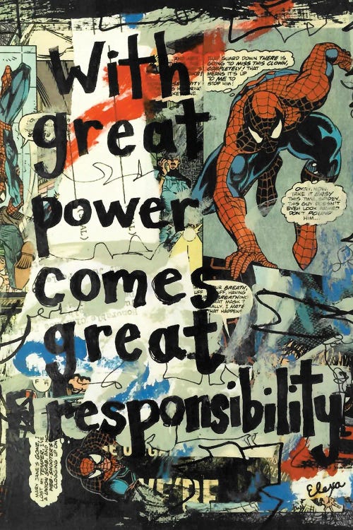 Great Power Spiderman by Elexa Bancroft wall art