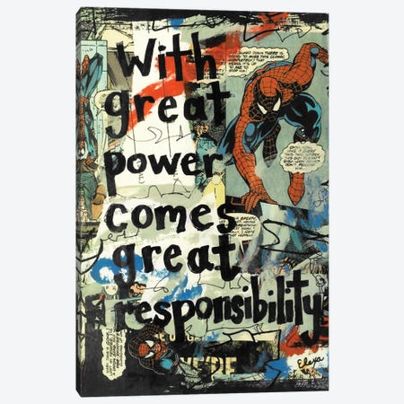 Great Power Spiderman Canvas Print #EXB160} by Elexa Bancroft Art Print