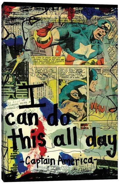 All Day Captain America Canvas Art Print - Captain America