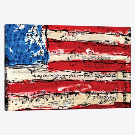 Oh Say American Flag Canvas Print #EXB1} by Elexa Bancroft Canvas Art Print