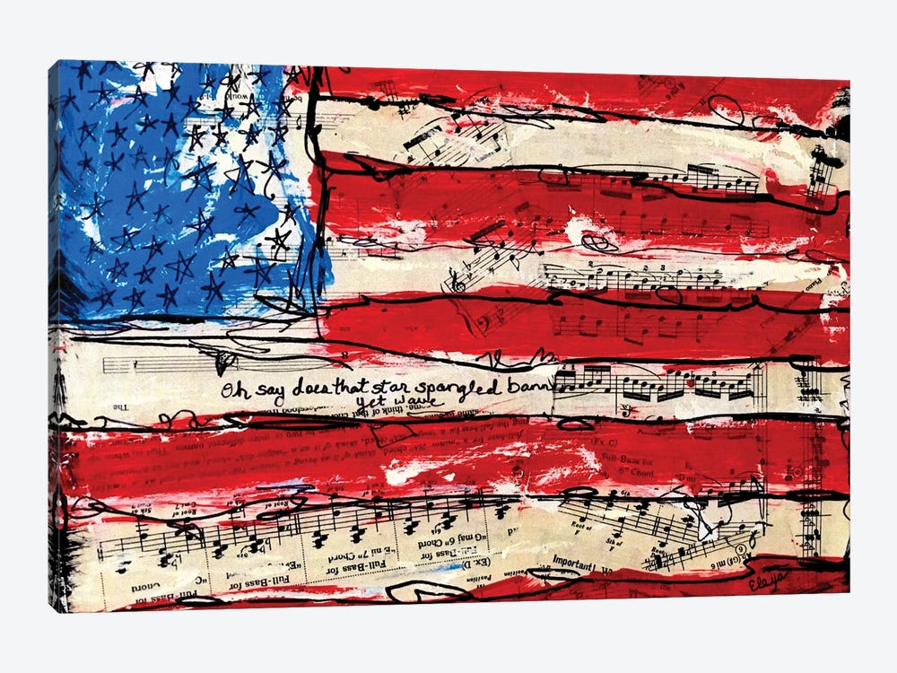 Oh Say American Flag by Elexa Bancroft 1-piece Canvas Art