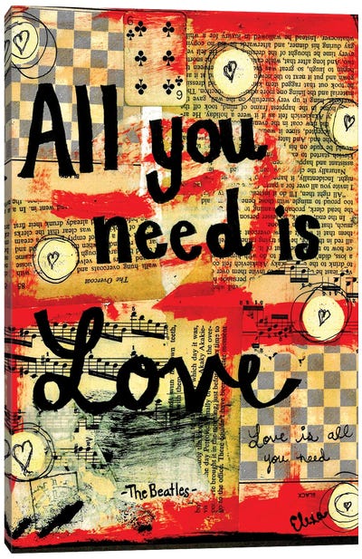 All You Need Is Love By Beatles Canvas Art Print - Sixties Nostalgia Art