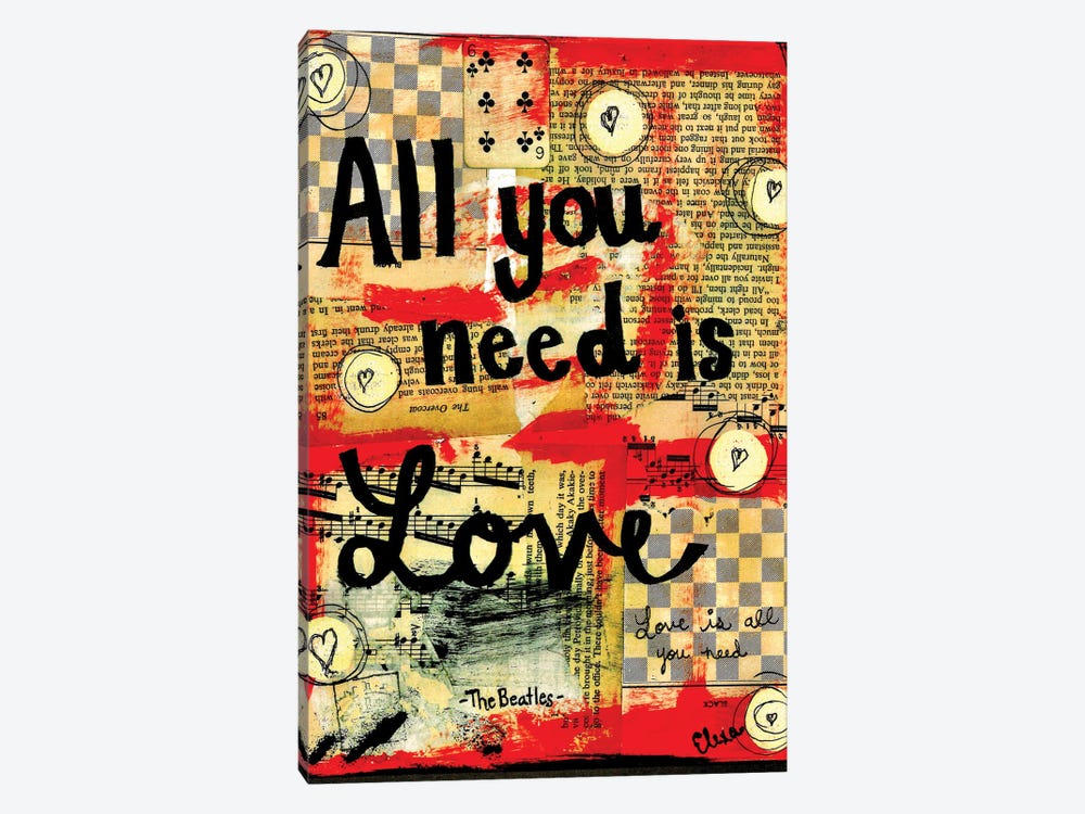 All You Need Is Love By Beatles by Elexa Bancroft 1-piece Canvas Art Print