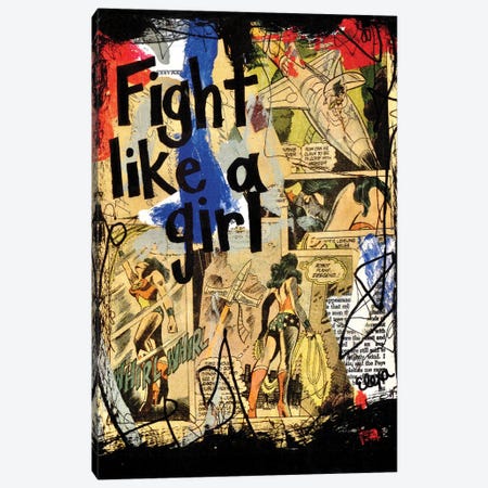 Fight Like A Girl Wonder Woman Canvas Print #EXB32} by Elexa Bancroft Canvas Art