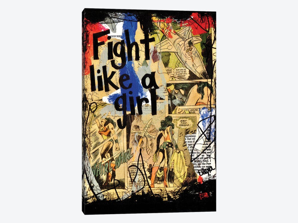 Fight Like A Girl Wonder Woman by Elexa Bancroft 1-piece Art Print