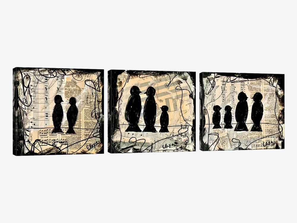 Two Songbirds Triptych by Elexa Bancroft 3-piece Canvas Artwork
