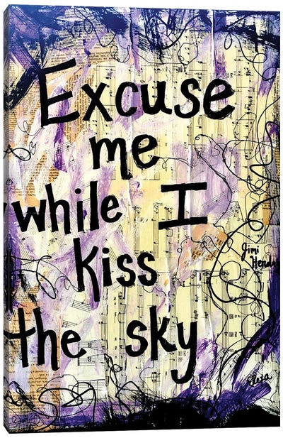 Kiss The Sky By Jimi Hendrix Canvas Art Print - Song Lyrics Art
