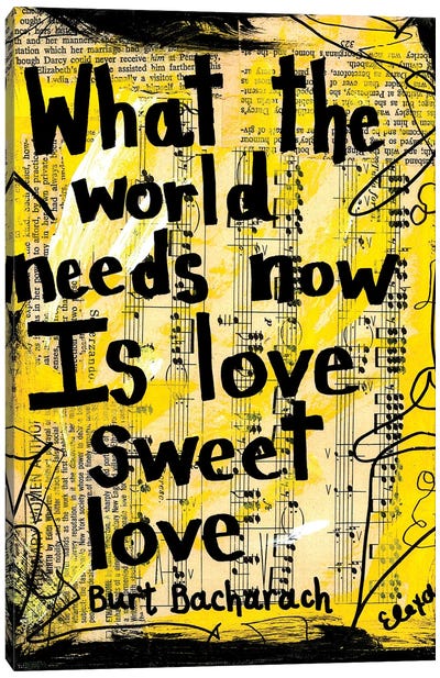 World Needs Love By Burt Bacharach Canvas Art Print - Elexa Bancroft
