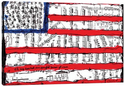 Home Of The Brave American Flag Canvas Art Print - Elexa Bancroft