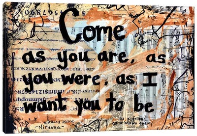 Come As You Are By Nirvana Canvas Art Print - Kurt Cobain
