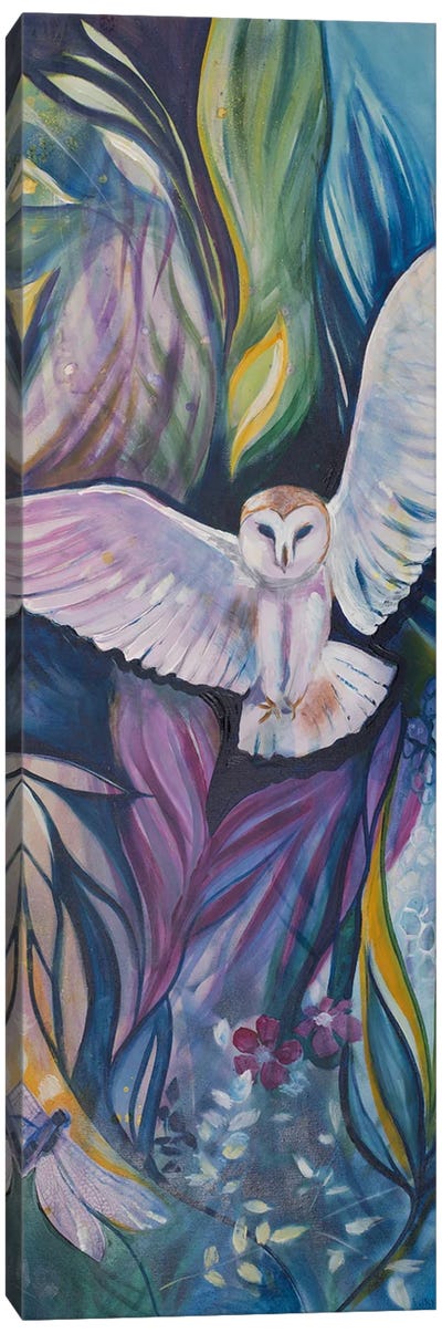 Barn Owl And Dragonfly Canvas Art Print - Dragonfly Art