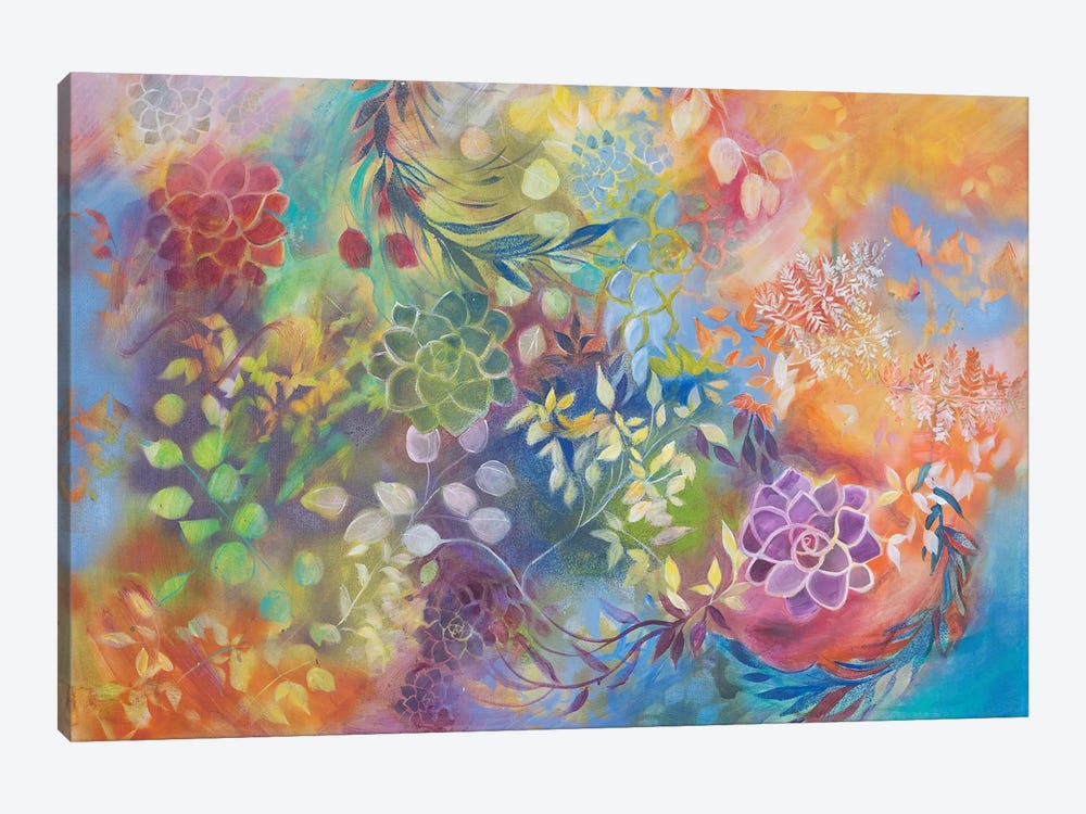 Aqua Foliage by Eliry Rydall 1-piece Canvas Print