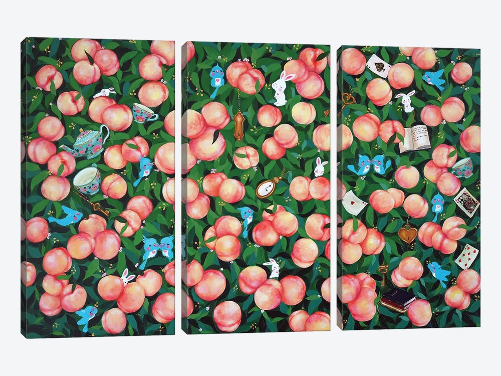 Peach Garden by Eury Kim 3-piece Canvas Artwork