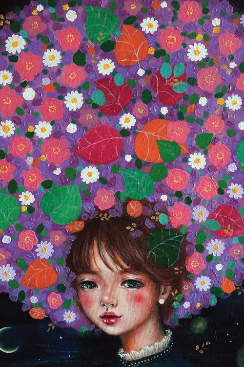 Wild Flower Girl by Eury Kim wall art