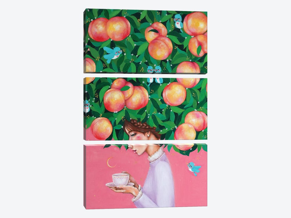 Peach Tea Time by Eury Kim 3-piece Canvas Print