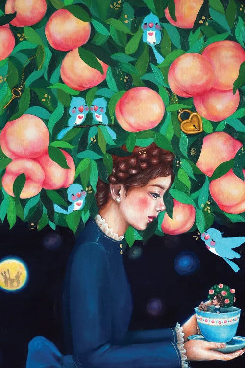 Peach Girl With The Teacup Peach Girl by Eury Kim wall art