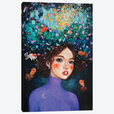The Ranchu Girl With Pearls Canvas Print #EYK70} by Eury Kim Canvas Artwork