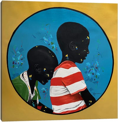 African Moon Play Canvas Art Print - Similar to Kehinde Wiley