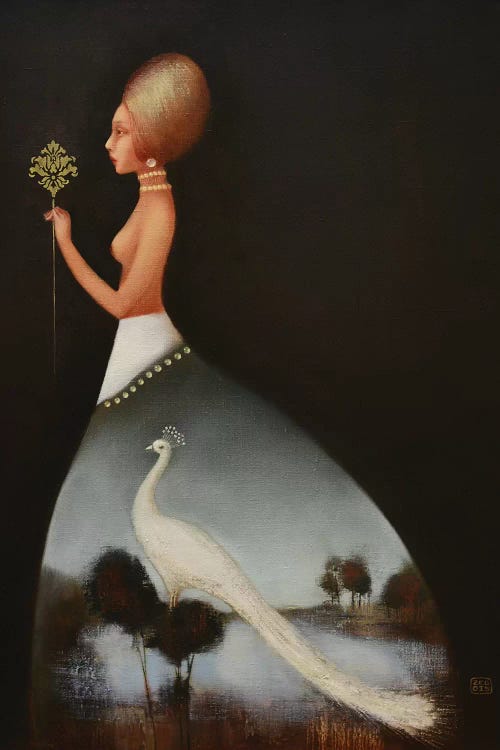 Dress With A White Peacock by Eduard Zentsik wall art