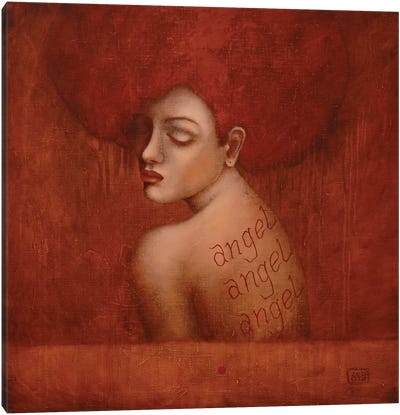 Ginger Angel Canvas Art Print - Red Art