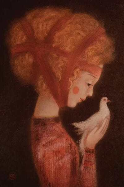 Doves & Pigeons: Girl And A Dove by Eduard Zentsik